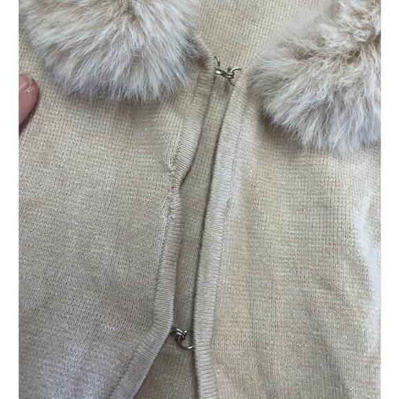 Ashley Park x RTR Cardigan Womens Small Long Faux Fur Off White Midi Sweater - Picture 13 of 13